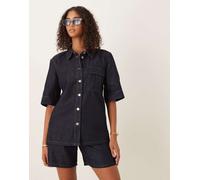 JDY - Camicia a maniche corte in denim blu scuro in coordinato M