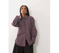 JDY camicia a maniche lunghe a righe bordeaux e blu-Rosso S