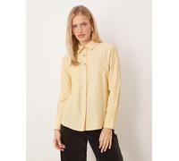 JDY - Camicia a maniche lunghe color latticello a righe con bottoni-Bianco XL