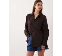 JDY - Camicia a maniche lunghe marrone cioccolato XS