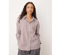 JDY - Camicia ampia bordeaux scuro a righe-Rosso M