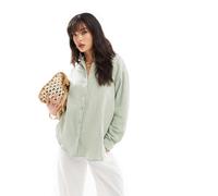 JDY - Camicia ampia in mussola color verde salvia in coordinato XS