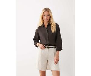 JDY - Camicia ampia in mussola marrone cioccolato L