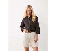 JDY - Camicia ampia in mussola marrone cioccolato XL