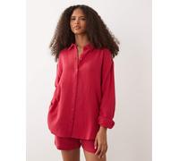 JDY - Camicia ampia in mussola rossa in coordinato-Rosso XS