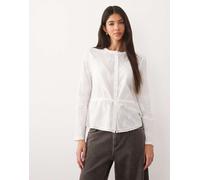 JDY - Camicia bianca allacciata in vita con ricamo floreale-Bianco 3XL