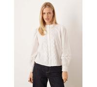 JDY - Camicia bianca con inserti in pizzo sangallo-Bianco 2XL