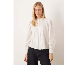 JDY - Camicia bianca con inserti in pizzo sangallo-Bianco XL