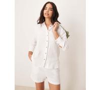 JDY - Camicia comoda in lino bianca in coordinato-Bianco 2XL