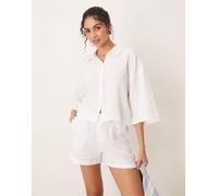 JDY - Camicia corta in mussola bianca in coordinato-Bianco S