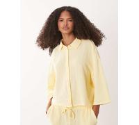 JDY - Camicia corta in mussola color latticello in coordinato-Giallo 2XL