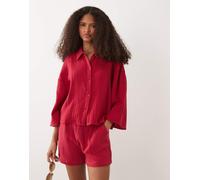 JDY - Camicia corta in mussola rossa in coordinato-Rosso XS