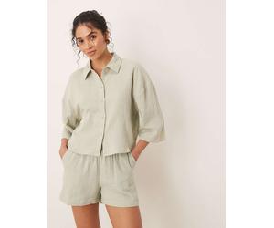JDY - Camicia corta in mussola verde salvia in coordinato L