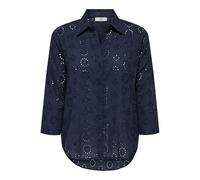 JDY - Camicia blu navy traforata con maniche a tre quarti S