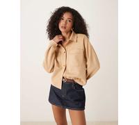 JDY - Camicia giacca beige in camoscio sintetico-Neutro 3XL