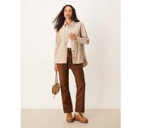 JDY - Camicia giacca comoda in velluto a coste color crema-Bianco M