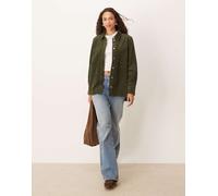 JDY - Camicia giacca comoda kaki in velluto a coste-Verde L