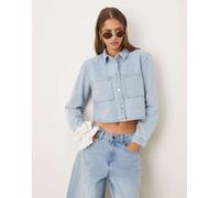 JDY - Camicia giacca squadrata in denim lavaggio azzurro-Blu M