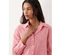 JDY - Camicia in misto lino rossa a righe in coordinato-Rosso XS