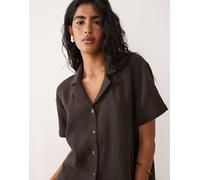 JDY - Camicia in mussola marrone cioccolato in coordinato S