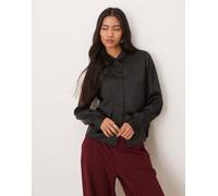 JDY - Camicia in raso nera-Nero 44