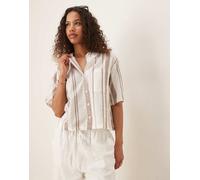 JDY - Camicia squadrata a righe beige-Neutro XS
