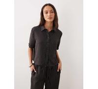 JDY - Camicia squadrata leggera marrone a righe in coordinato XL