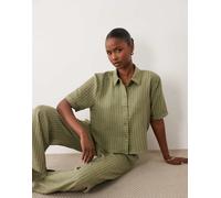 JDY - Camicia squadrata leggera verde salvia a righe in coordinato XL