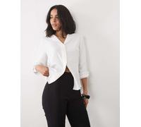 JDY camicia testurizzata con scollo a V bianca-Bianco 2XL