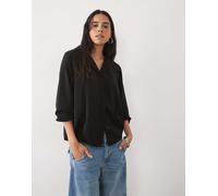 JDY camicia testurizzata con scollo a V nera-Nero S