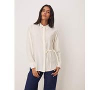 JDY - Camicia vestibilità comoda bianca con laccetti laterali-Bianco M