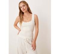 JDY - Canotta bianca in maglia con bordi smerlati-Bianco XL
