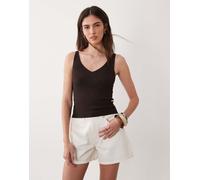 JDY - Canotta in maglia marrone con scollo a V 2XL