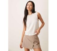 JDY - Canotta squadrata in maglia bianca con bordi smerlati e profili all'uncinetto-Bianco S