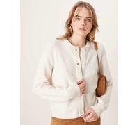 JDY - Cardigan a coste color crema con bottoni in perle-Bianco S