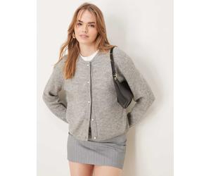 JDY - Cardigan a coste grigio con bottoni in perle XL