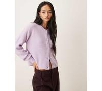 JDY - Cardigan a coste lilla pastello con bottoni in perla-Viola M