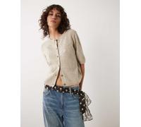 JDY - Cardigan a maniche corte in maglia misto lana beige-Neutro S