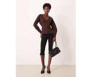 JDY - Cardigan aderente in maglia marrone cioccolato XL