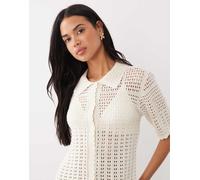 JDY - Cardigan all'uncinetto a maniche corte color crema-Bianco M