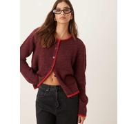 JDY - Cardigan bordeaux con fondo a contrasto-Rosso L