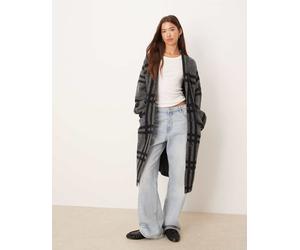 JDY - Cardigan cappotto taglio lungo grigio scuro a quadri M