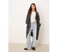 JDY - Cardigan cappotto taglio lungo grigio scuro a quadri S