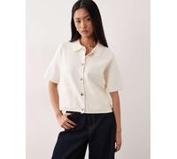 JDY - Cardigan compatto a maniche corte color latticello-Bianco XS