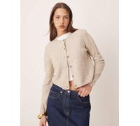 JDY - Cardigan girocollo beige in misto lana-Neutro XS