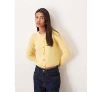 JDY - Cardigan girocollo giallo acceso in misto lana M