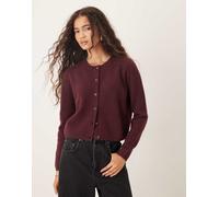 JDY - Cardigan girocollo in misto lana bordeaux-Rosso L