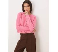 JDY - Cardigan girocollo in misto lana color rosa acceso L