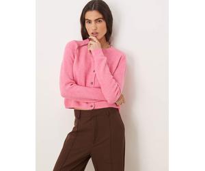 JDY - Cardigan girocollo in misto lana color rosa acceso XS