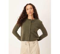 JDY - Cardigan girocollo in misto lana kaki-Verde 3XL